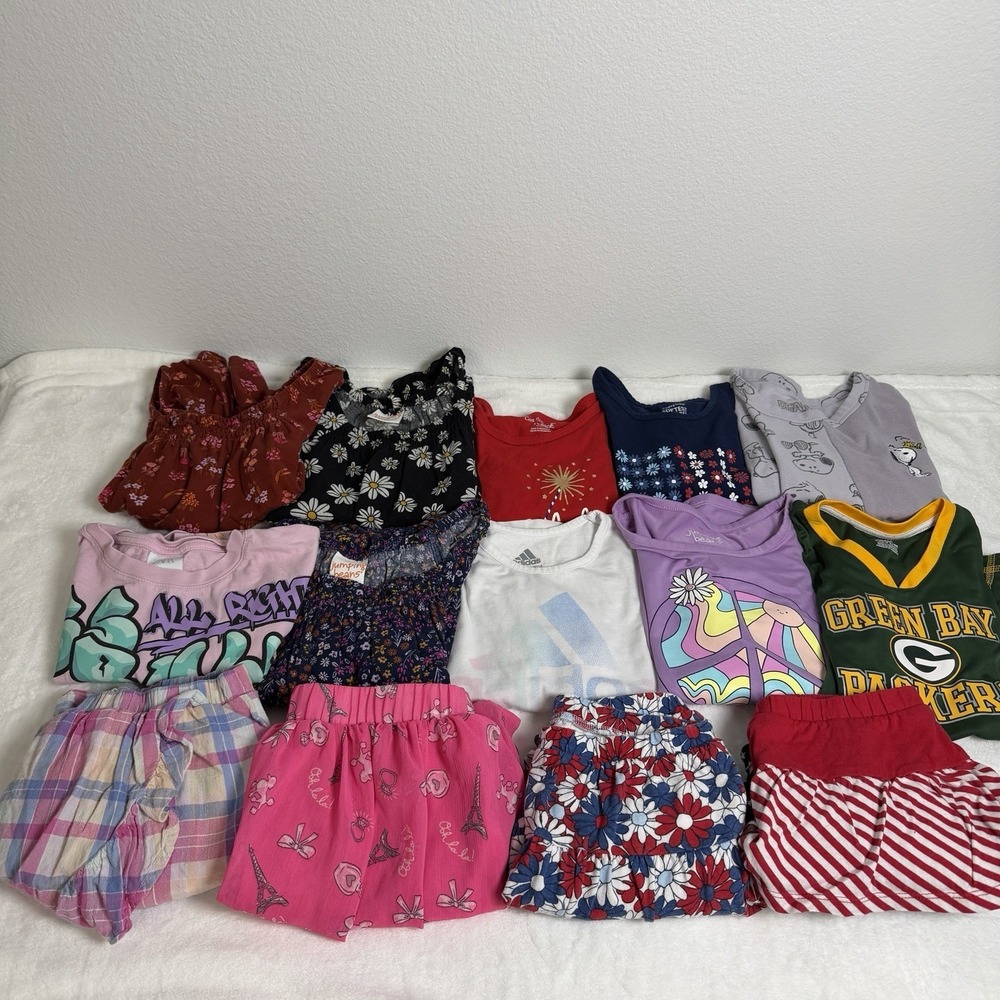 Bundle Girls Spring Summer 6/6X Tops Skorts Adidas Jumping Beans Peanuts Zara